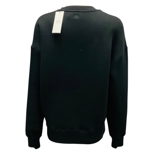 AMI PARIS BY ALEXANDRE MATTIUSSI BLACK EMBOSSED HEART CREW SWEATSHIRT - Picture 3 of 8